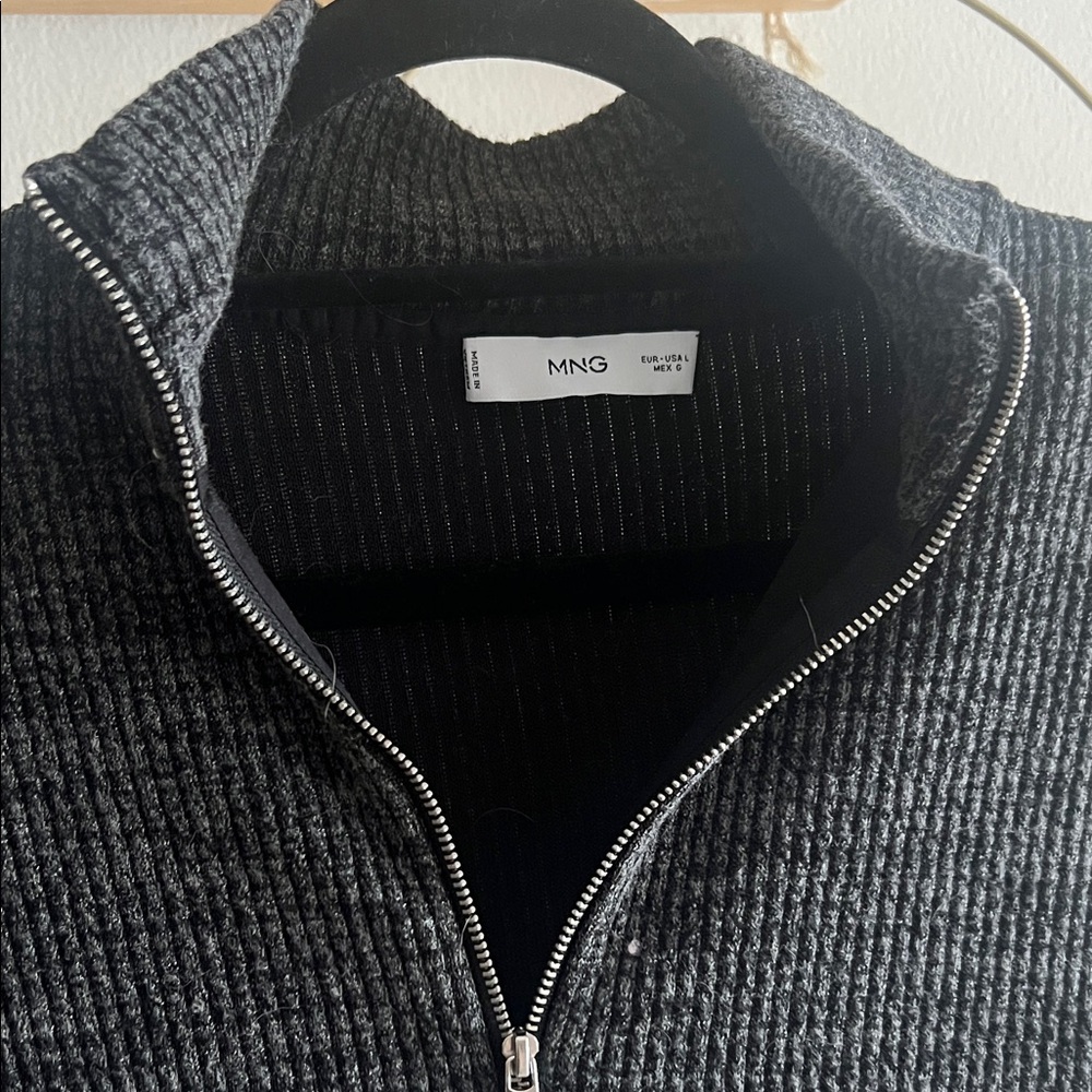 Mango Black Ribbed Zip-Up Jacket - Picture 2 of 4
